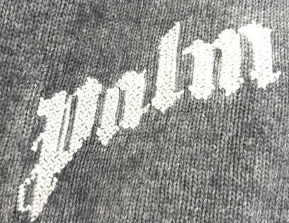 Palm Angels Back Logo Wool Blend Knit Gray Top