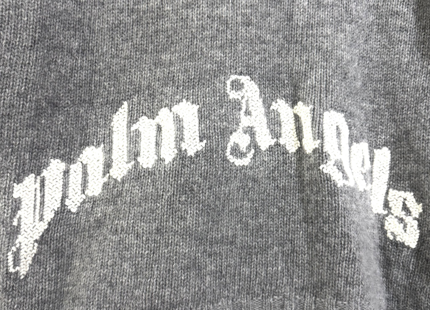 Palm Angels Back Logo Wool Blend Knit Gray Top