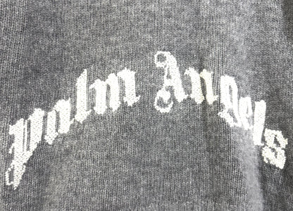 Palm Angels Back Logo Wool Blend Knit Gray Top