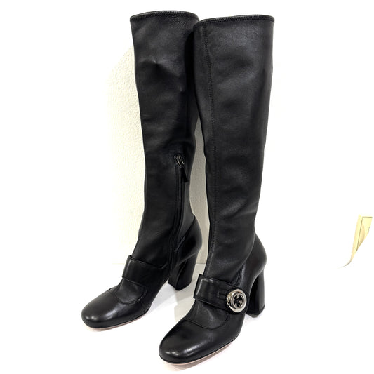 PRADA Leather Long Boots Size 36 with Prada Hardware and Belt Design Other Shoes