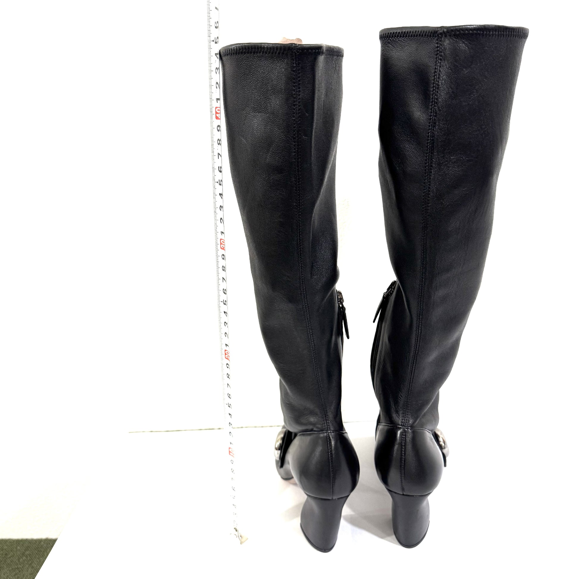 PRADA Leather Long Boots Size 36 with Prada Hardware and Belt Design Other Shoes
