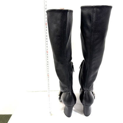 PRADA Leather Long Boots Size 36 with Prada Hardware and Belt Design Other Shoes