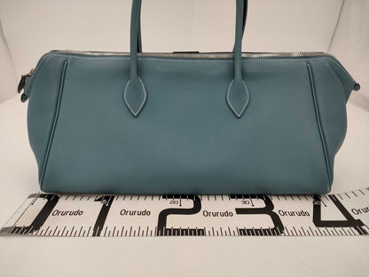 HERMES Epson Paris Bombay 40 Blue Jean Handbag with J Stamp and Silver Hardware