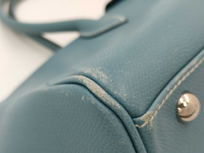 HERMES Epson Paris Bombay 40 Blue Jean Handbag with J Stamp and Silver Hardware