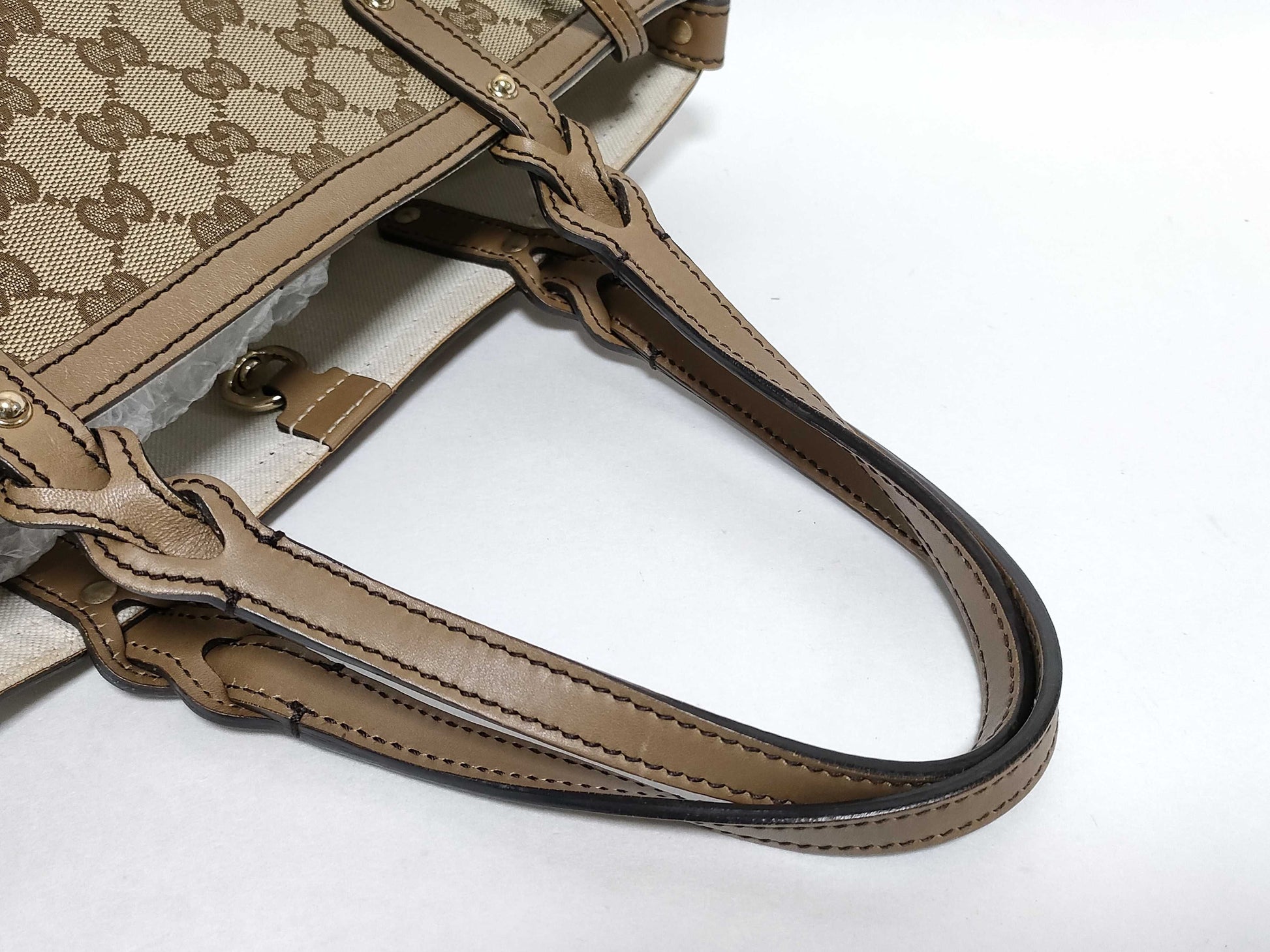 GUCCI GG Canvas 269878 GG Tote Bag Canvas/Leather Beige Tote Bag