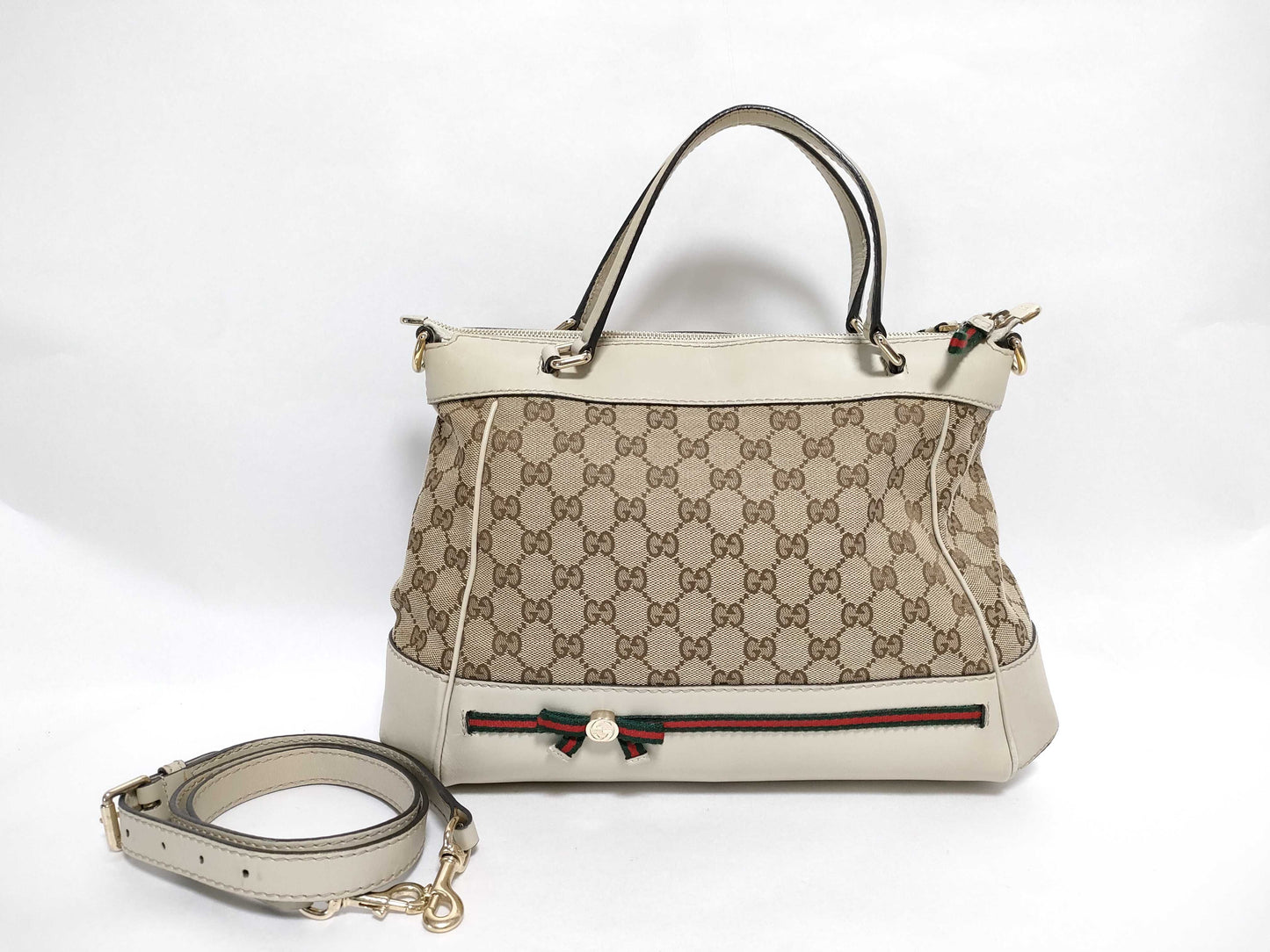 GUCCI GG Canvas 269894 GG Mayfair 2-Way Handbag Canvas/Leather Beige/Ivory Handbag