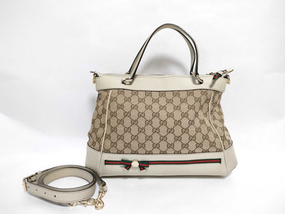 GUCCI GG Canvas 269894 GG Mayfair 2-Way Handbag Canvas/Leather Beige/Ivory Handbag