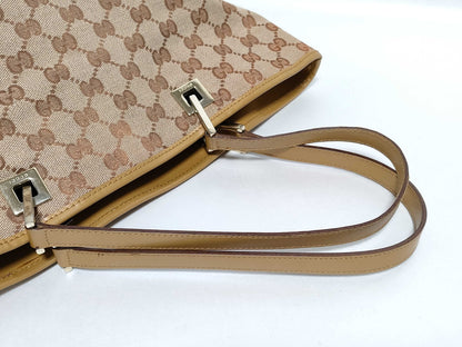 GUCCI GG Canvas 002.1098.3444 GG Tote Bag Canvas/Leather Beige/Camel Tote Bag