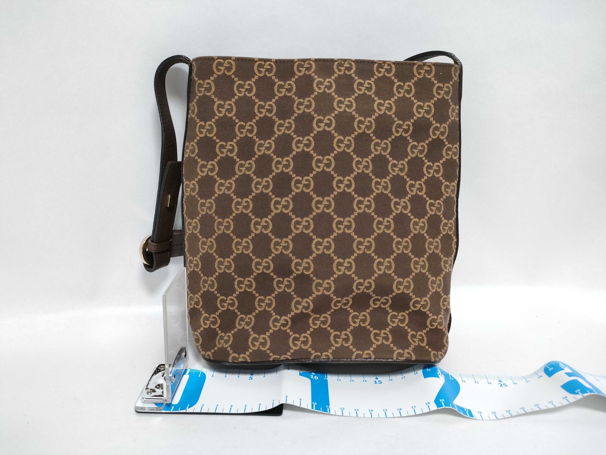 GUCCI GG Canvas 001.4286.001998 GG Semi-Shoulder Bag Canvas/Leather Brown Shoulder Bag