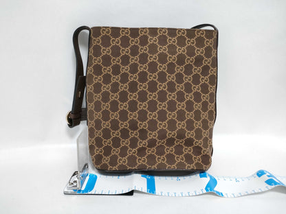 GUCCI GG Canvas 001.4286.001998 GG Semi-Shoulder Bag Canvas/Leather Brown Shoulder Bag