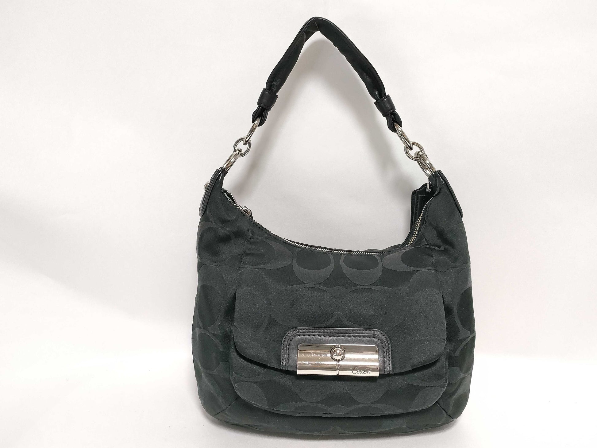 COACH Signature 16805 Signature Semi-Shoulder Bag Canvas/Leather Black Shoulder Bag