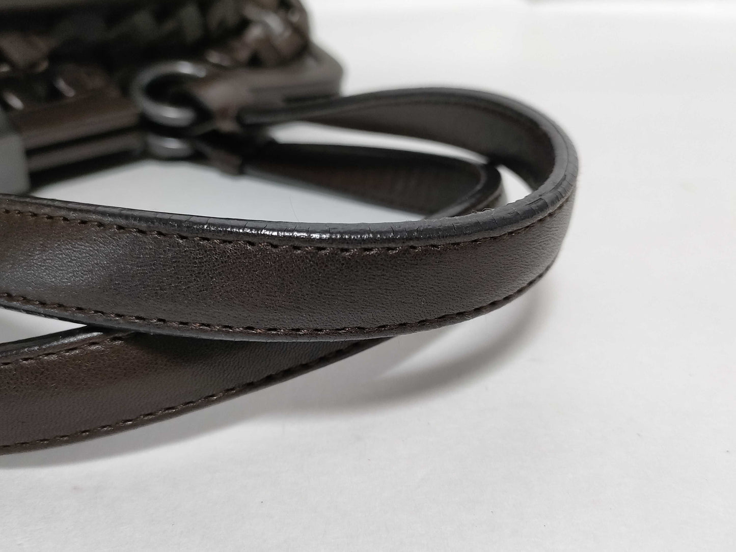 BOTTEGA VENETA Intrecciato 134498 Intrecciato Handbag in Dark Brown Lambskin