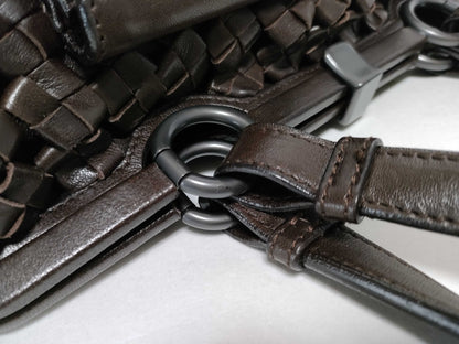 BOTTEGA VENETA Intrecciato 134498 Intrecciato Handbag in Dark Brown Lambskin