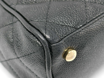 CHANEL CHANEL Matelasse Caviar Skin Deca Coco Mini Boston Bag, Handle Unbroken, Card and Sticker Included