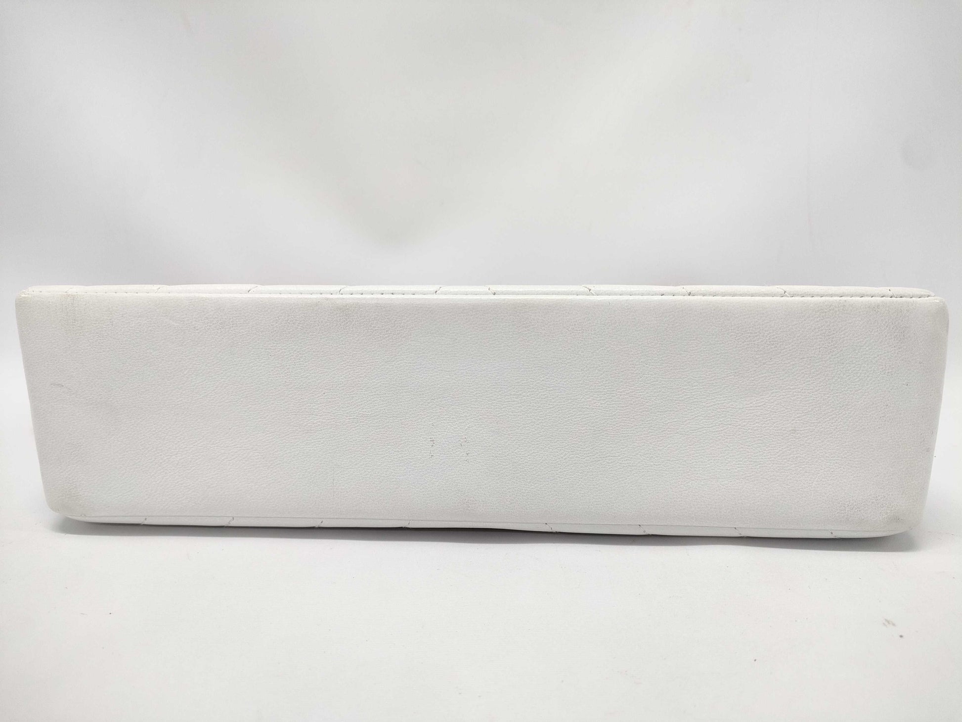 CHANEL V-stitch W-flap Shoulder Bag, No. 2, White, Card and Seal Included, Excellent Condition