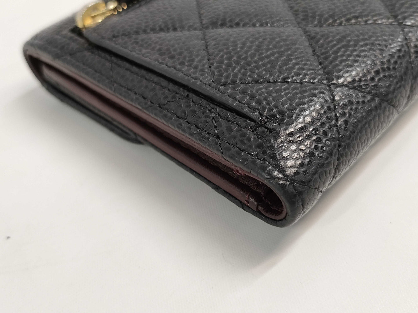 CHANEL Matelasse Caviar Leather Tri-fold Wallet, No. 22, Black