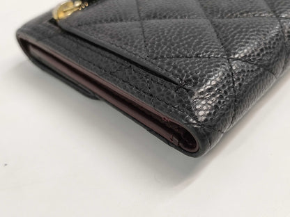 CHANEL Matelasse Caviar Leather Tri-fold Wallet, No. 22, Black