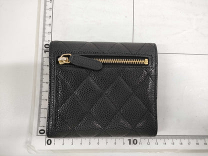 CHANEL Matelasse Caviar Leather Tri-fold Wallet, No. 22, Black