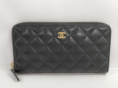 CHANEL CHANEL Matelasse Caviar Leather Long Wallet, 24th Series, Box, Bag, Cards, and Stickers Included