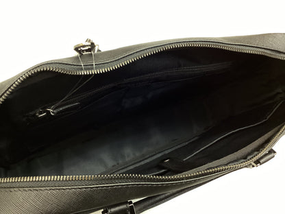 Sanyo Shokai Christbridge Black Label Checkered Nylon and Cowhide Leather Business Bag, Black, New with Tags