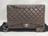 CHANEL Matelasse A47600 Brown Caviar Leather Shoulder Bag with Silver Hardware and Chain, Size 14, S-Flap