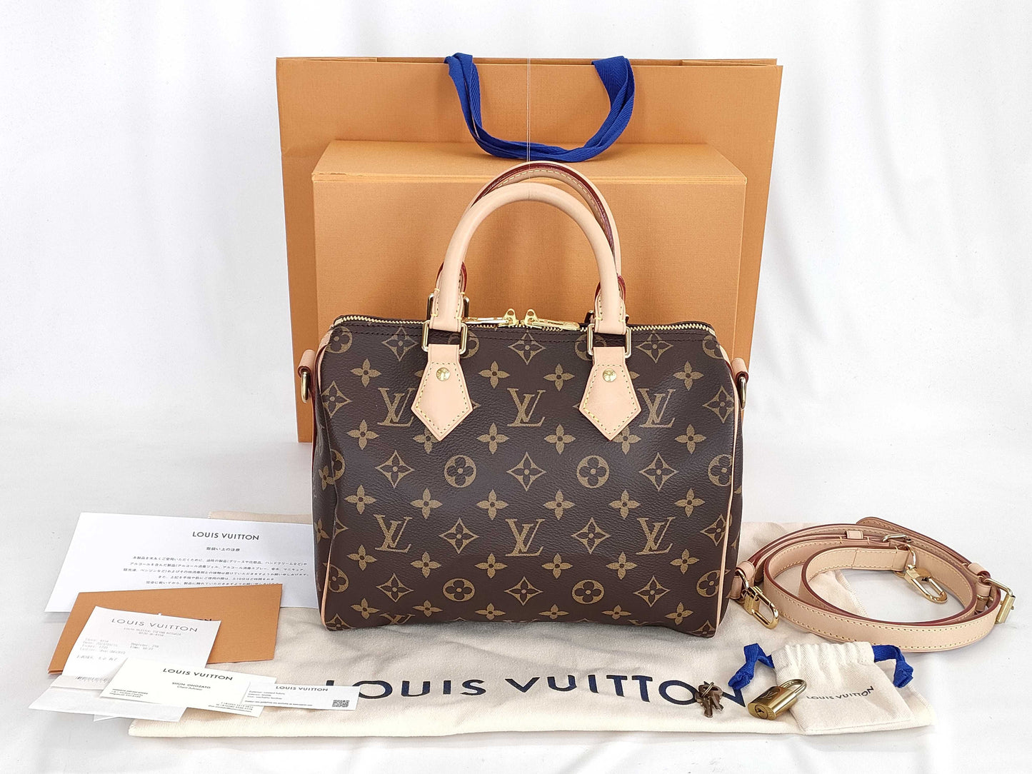 LOUIS VUITTON Monogram Speedy 25 Bandouliere M41113/RFID Box and Dust Bag Handbag