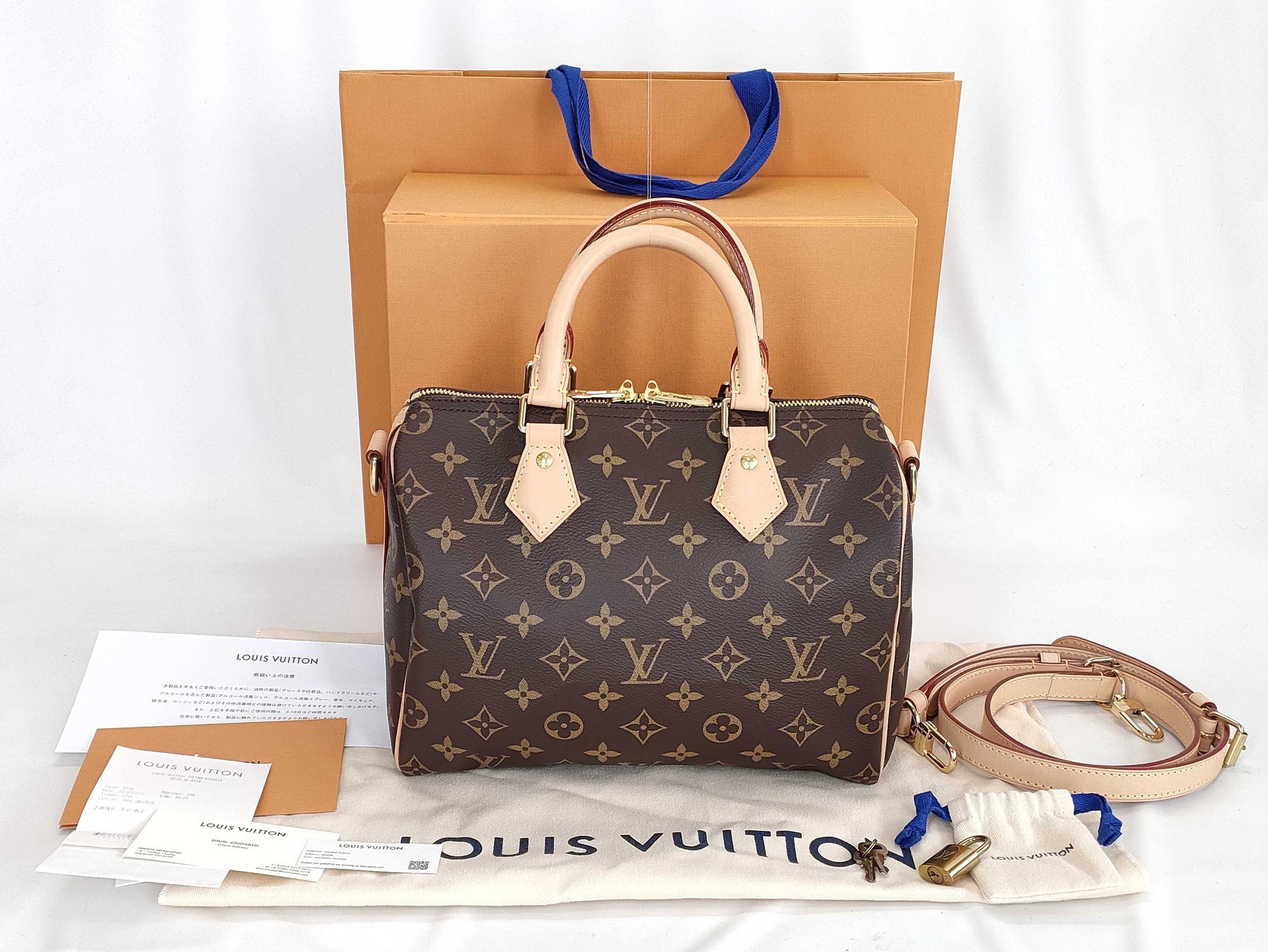 LOUIS VUITTON Monogram Speedy 25 Bandouliere M41113/RFID Box and Dust Bag Handbag