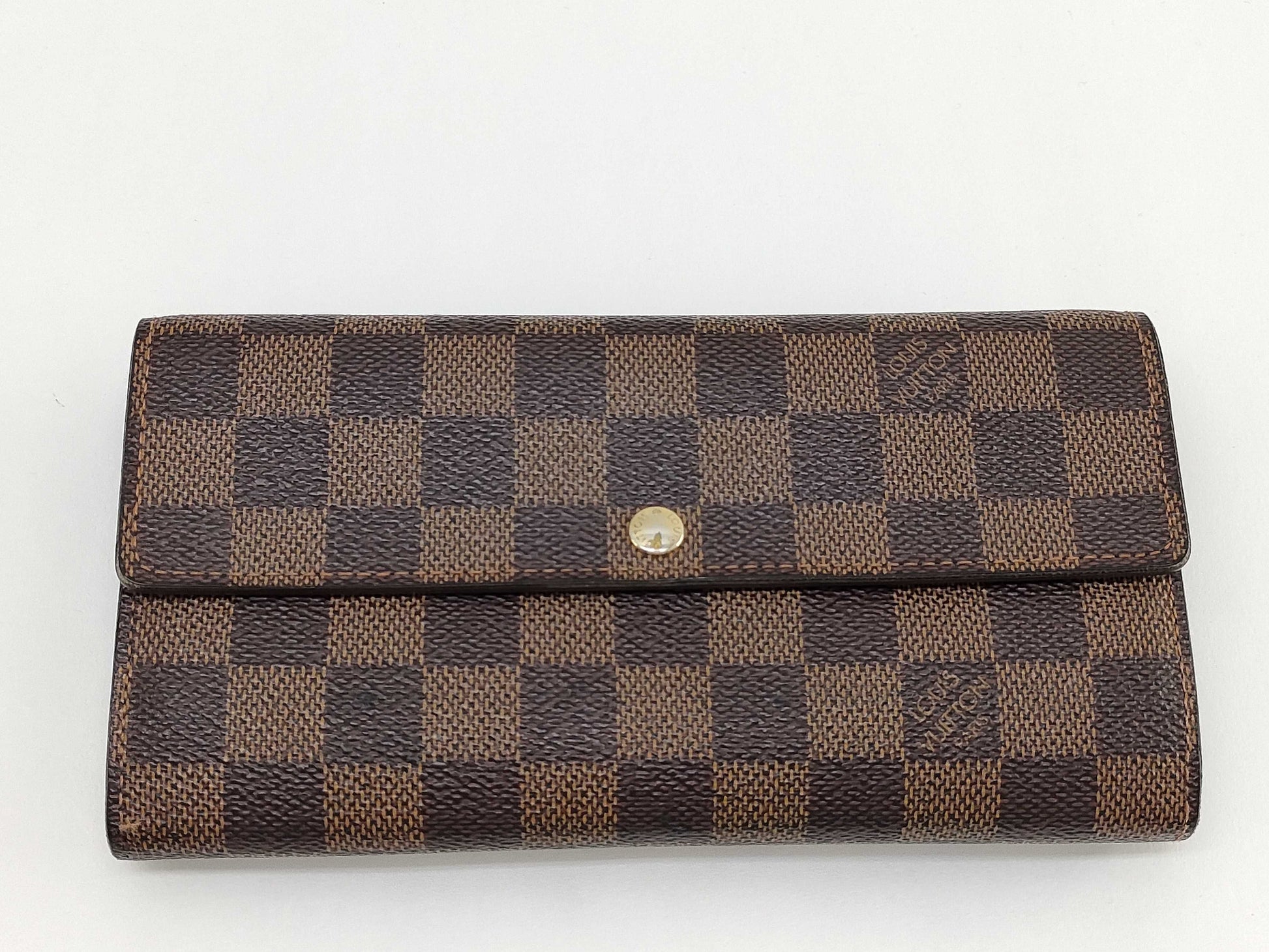 LOUIS VUITTON Damier Louis Vuitton Damier Portefeuille Sarah N61734/CA1099 Wallet with Box, Dust Bag, and Initials