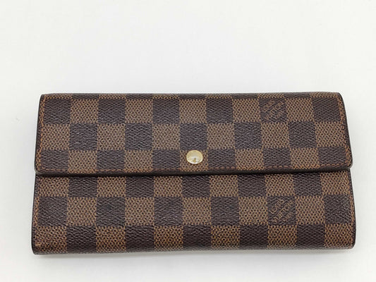 LOUIS VUITTON Damier Louis Vuitton Damier Portefeuille Sarah N61734/CA1099 Wallet with Box, Dust Bag, and Initials