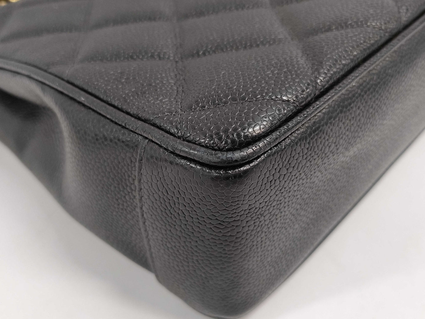 CHANEL Coco Mark Caviar Skin Tote Bag Chain Tote Bag with Certificate Seal