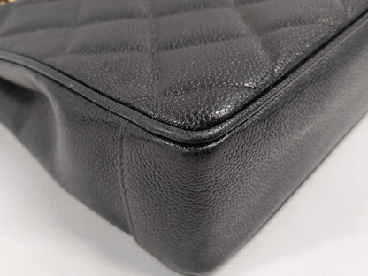 CHANEL Coco Mark Caviar Skin Tote Bag Chain Tote Bag with Certificate Seal