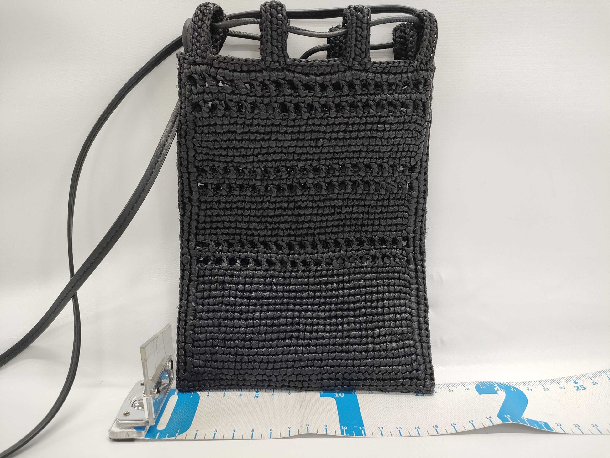 LOEWE Raffia Drawstring Pocket Shoulder Bag, Black, Box and Dust Bag Included