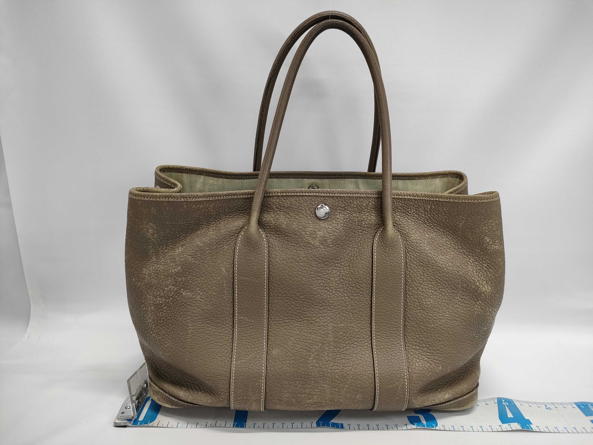 HERMES Garden Party PM □N Stamp 2010 Negonda Etoupe Tote Bag