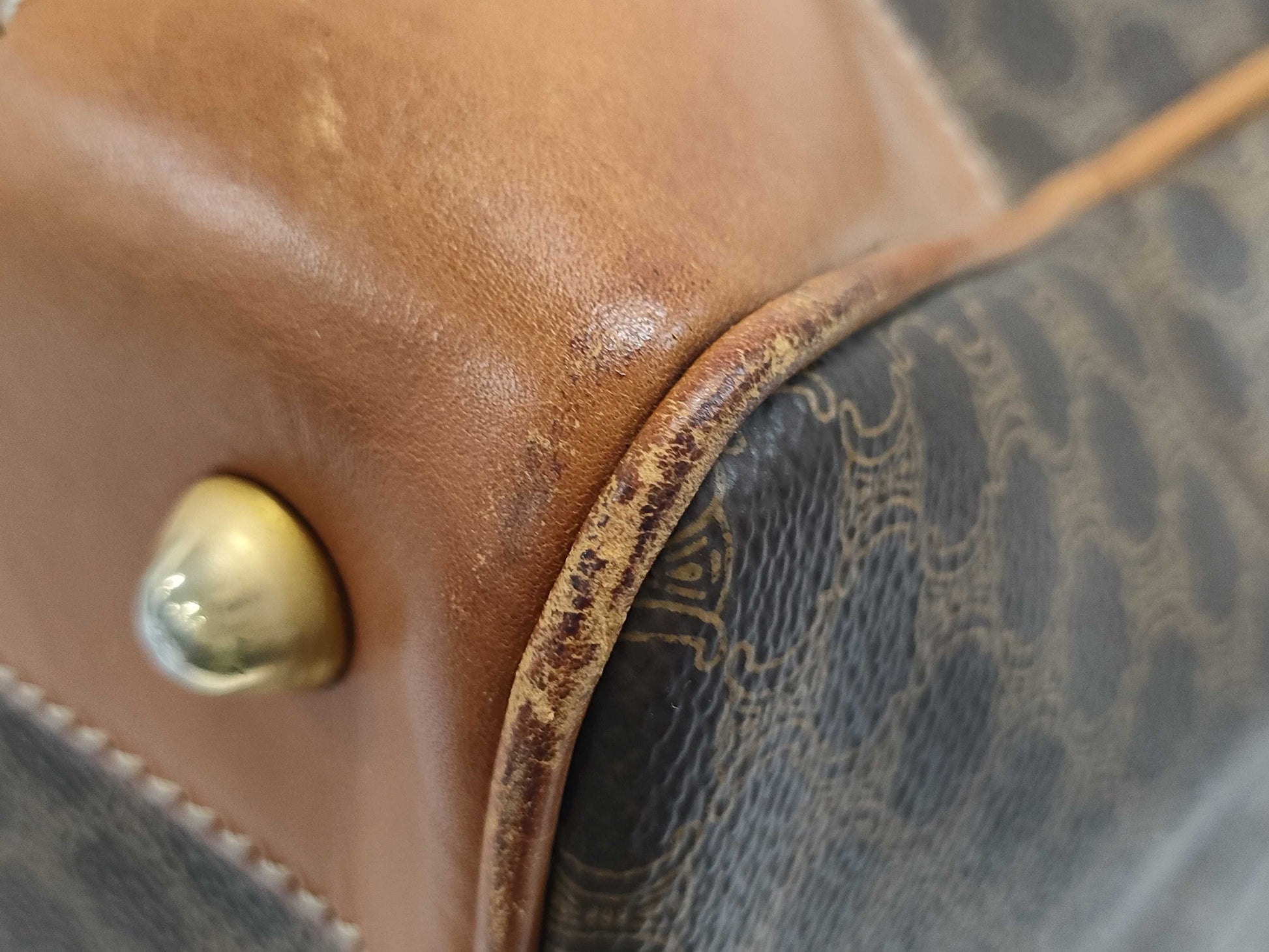 CELINE Macadam Boston Bag in Brown Leather with Padlock