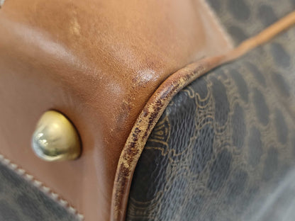 CELINE Macadam Boston Bag in Brown Leather with Padlock