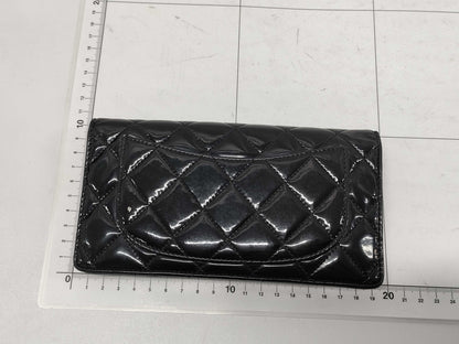 CHANEL Patent Leather Matelasse Bifold Wallet, Black, Seal, 14349447, Box and Dust Bag Included