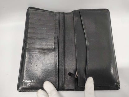 CHANEL Patent Leather Matelasse Bifold Wallet, Black, Seal, 14349447, Box and Dust Bag Included