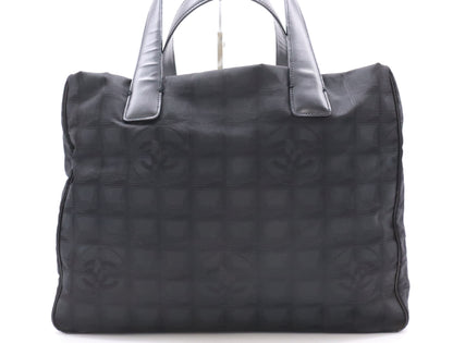 CHANEL New Travel Line A15991 Nylon x Leather New Travel Line Black Tote Bag