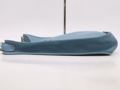 HERMES Evelyn Taurillon Clemence K Stamp Evelyn 1GM Blue Jean Shoulder Bag with Shoulder Strap