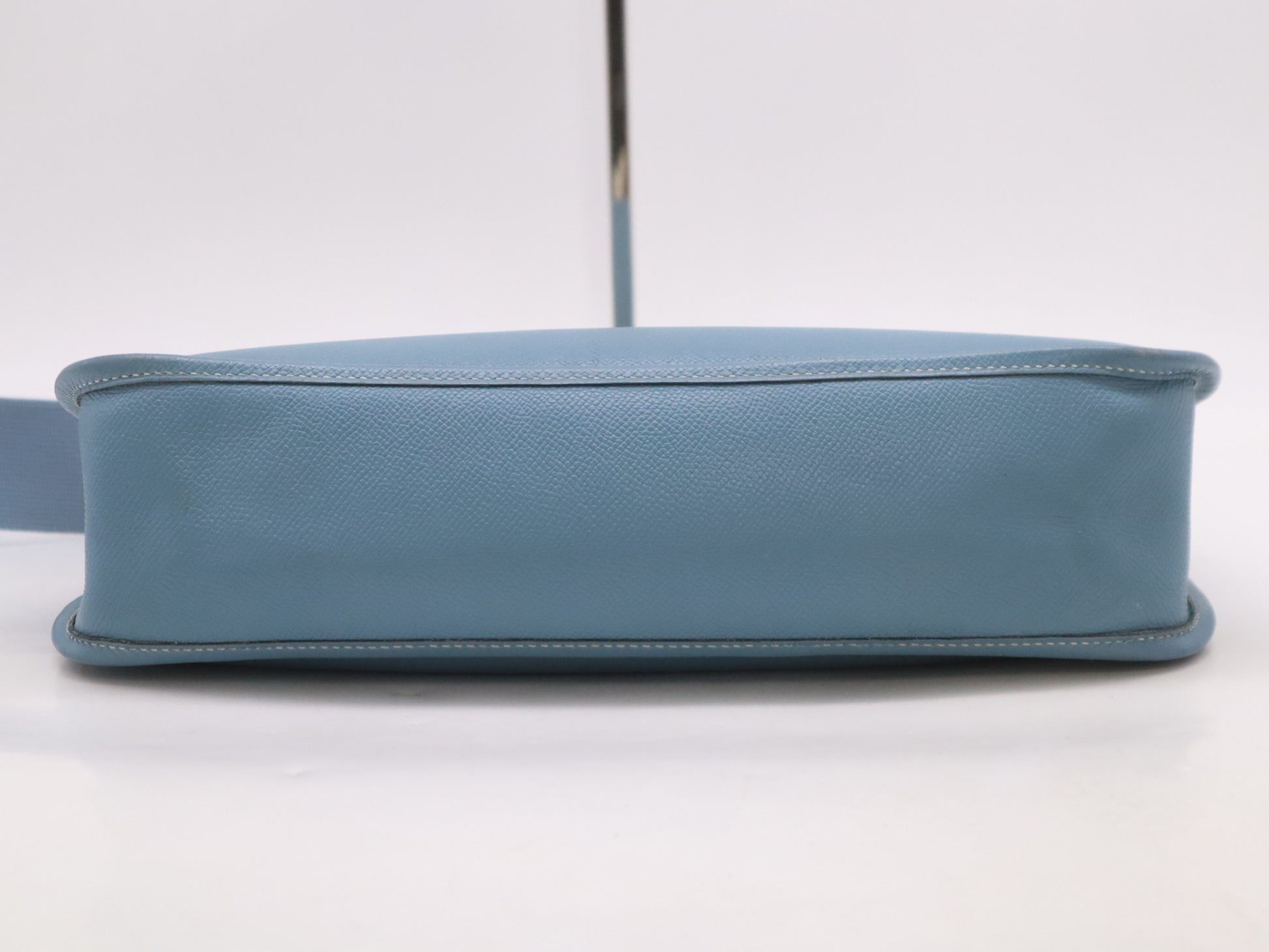 HERMES Evelyn Taurillon Clemence K Stamp Evelyn 1GM Blue Jean Shoulder Bag with Shoulder Strap