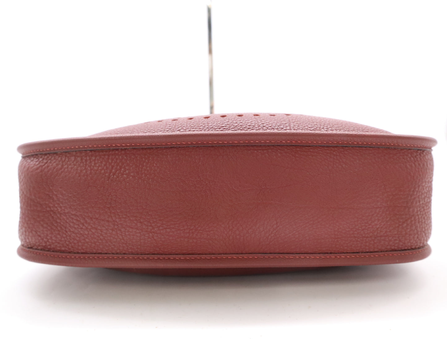 HERMES Evelyn Taurillon Clemence Leather Bag with F Stamp, Evelyn GM Rouge, Shoulder Strap Included