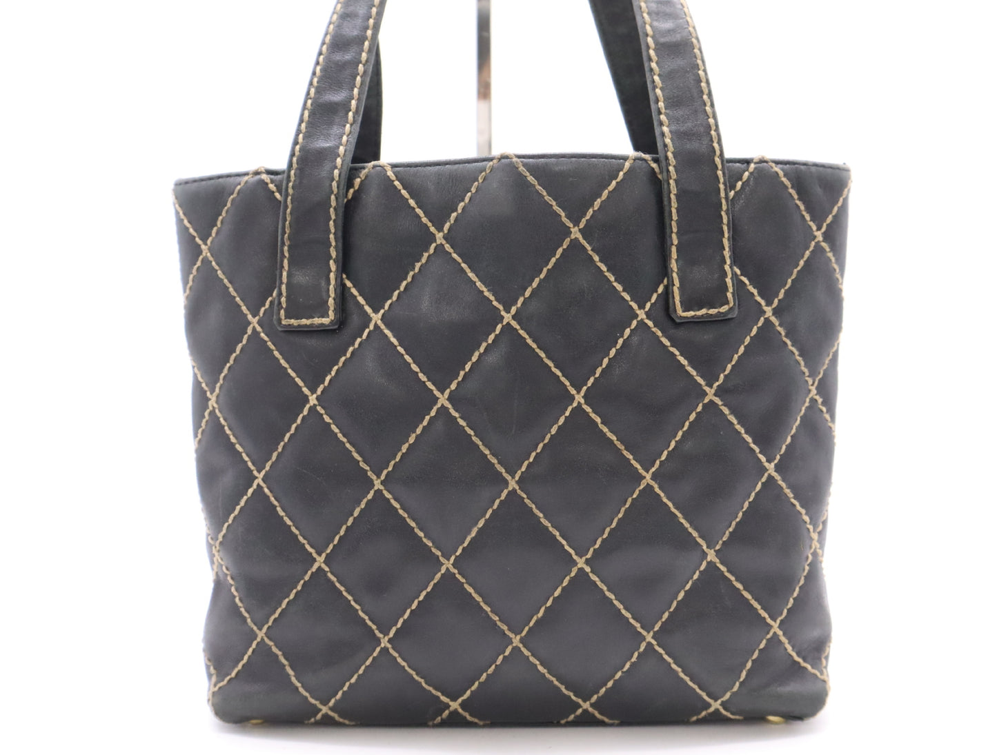 CHANEL Lambskin Wild Stitch Tote Bag Black Seal 8318473 Tote Bag