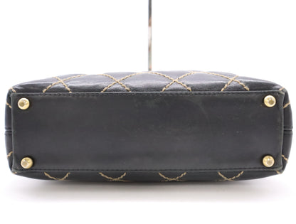 CHANEL Lambskin Wild Stitch Tote Bag Black Seal 8318473 Tote Bag