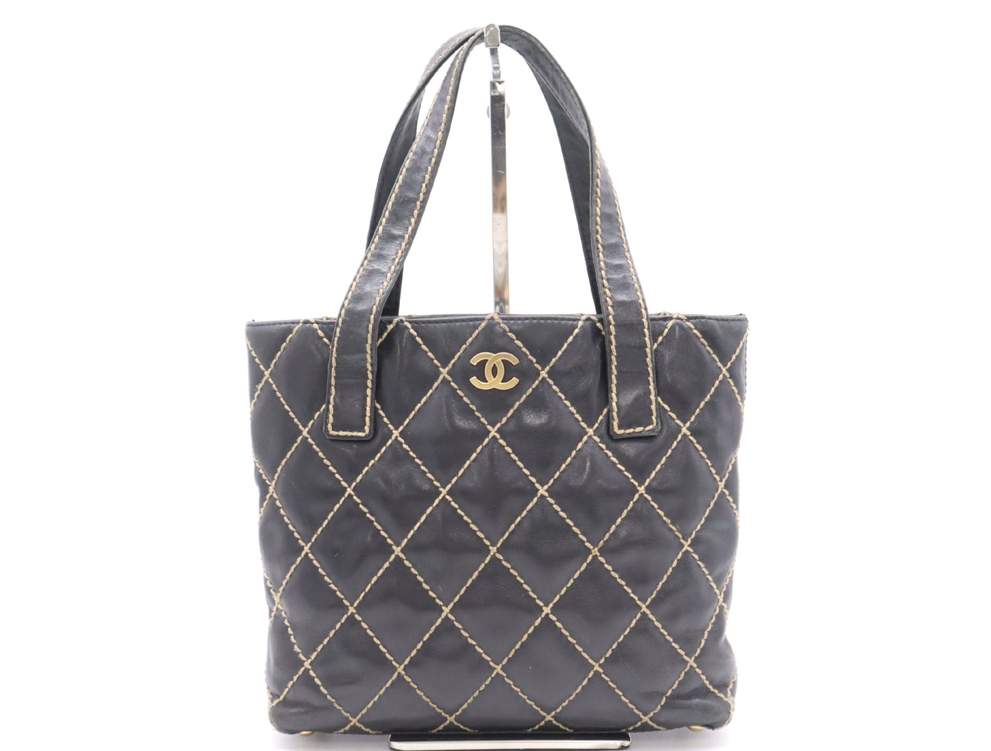 CHANEL Lambskin Wild Stitch Tote Bag Black Seal 8318473 Tote Bag