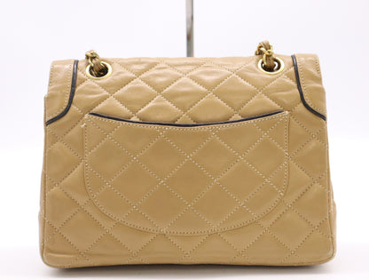 CHANEL Matelasse 22 Lambskin Shoulder Bag with Double Flap, S Chain, GD Hardware, Beige Seal, 186098