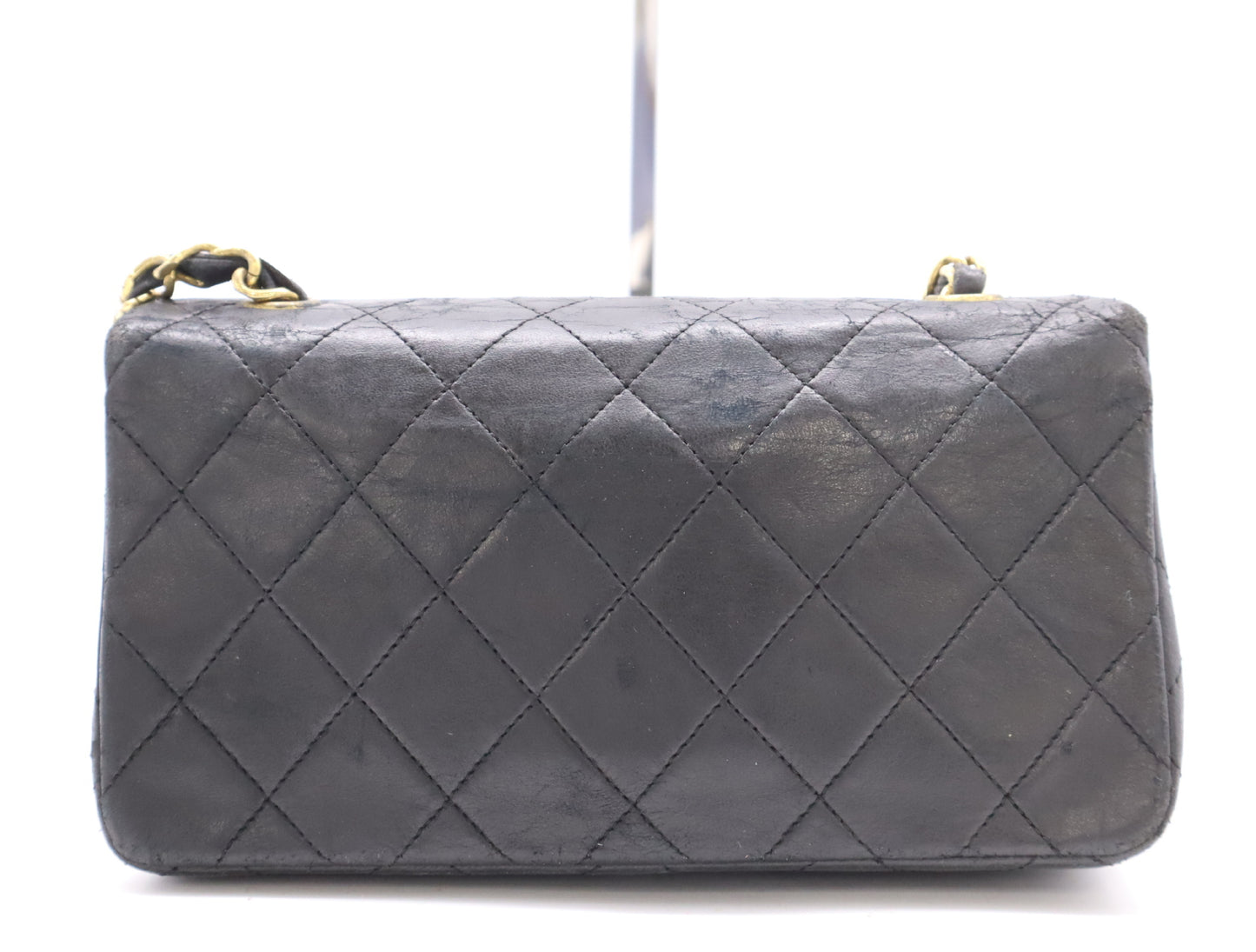 CHANEL Matelasse Mini Matelasse Lambskin Shoulder Bag with Full Flap, S-Chain, GD Hardware, Black, Seal, Card, 1377027