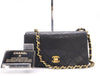 CHANEL Matelasse Mini Matelasse Lambskin Shoulder Bag with Full Flap, S-Chain, GD Hardware, Black, Seal, Card, 1377027