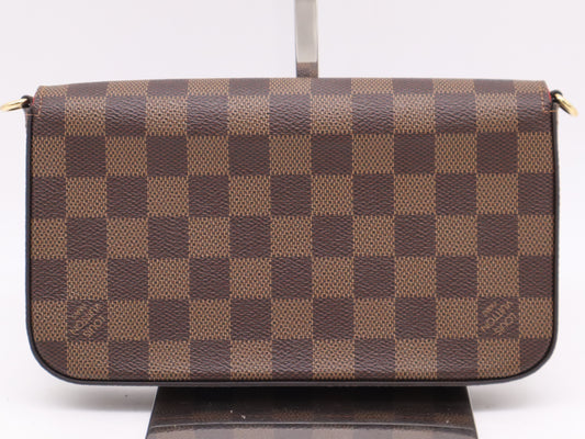 LOUIS VUITTON Damier M61276 Monogram Pochette Felicie Fuchsia with Box, RFID Verified, Second Bag