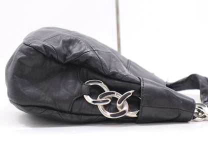 CHANEL Lambskin Lambskin Logo Chain Tote with Silver Hardware and Black Seal 11554345 Tote Bag