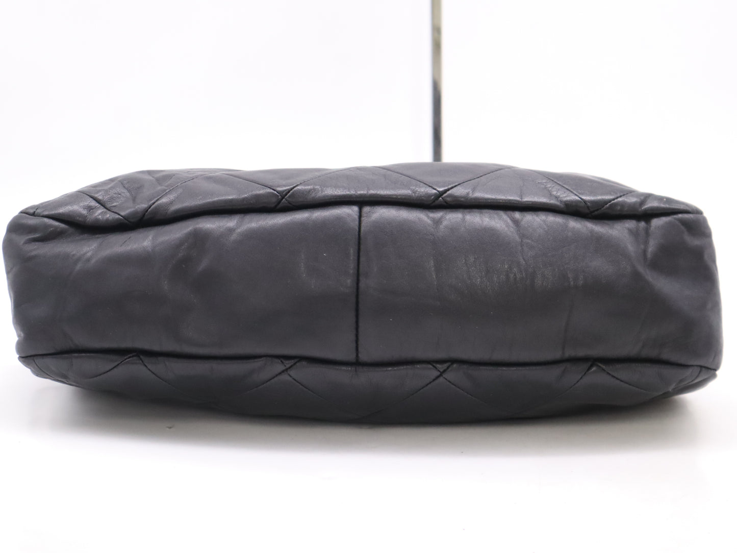 CHANEL Lambskin Lambskin Logo Chain Tote with Silver Hardware and Black Seal 11554345 Tote Bag